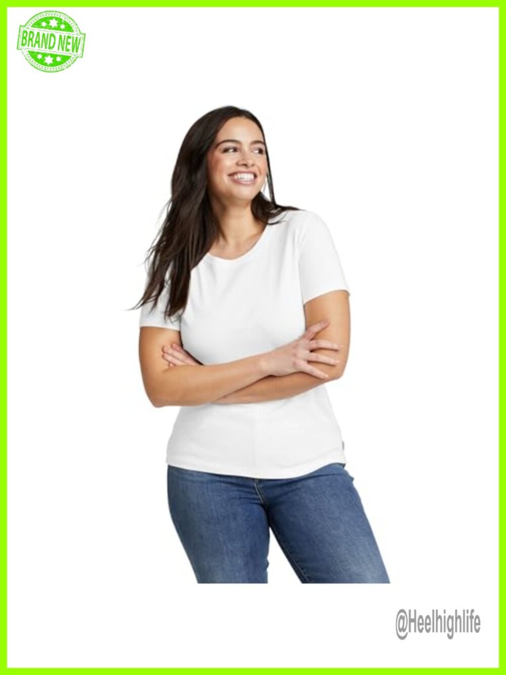 Womens Crewneck Short Sleeve Tee Ribbed Knit Classic Fit Casual Top